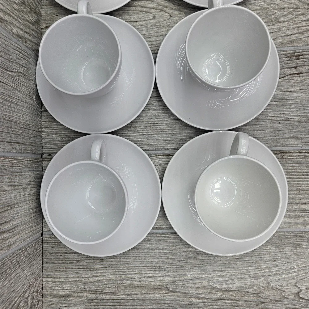 Centura by Corning Corelle White Coupe Discontinued Coffee Cup and Saucer Set 6